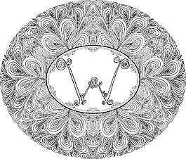 手绘字体字母W矢量插画