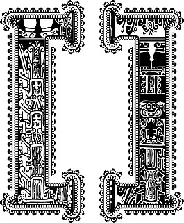 括号符号与古代绘画插画矢量