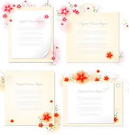 唯美梦幻信纸便签花卉装饰模板素材