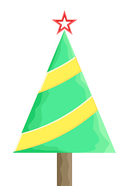 黄色条纹的绿色的圣诞树