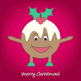 可爱的布丁的圣诞卡片矢量格式