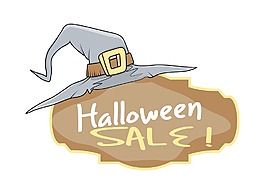 万圣节女巫帽子的旗帜