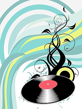 条纹背景与花卉图案的盒式磁带