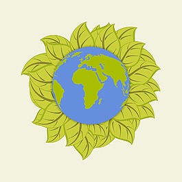 地球和绿色的叶子 拯救地球的概念