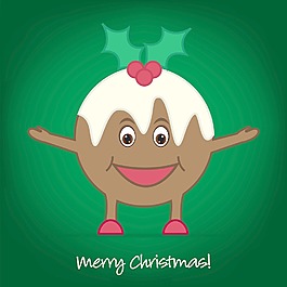 可爱的布丁的圣诞卡片矢量格式