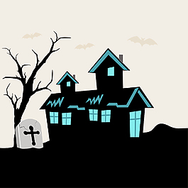 横幅或背景的万圣节晚会上闹鬼的房子令人毛骨悚然的夜间背景