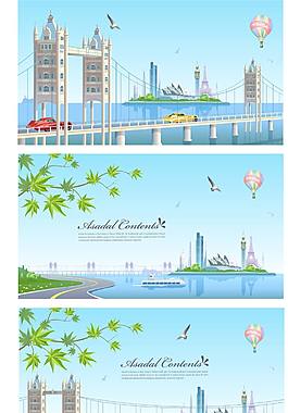 城市的风景苏通长江大桥图片手绘英国地标大桥插画12345678.