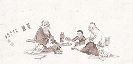 茗茶老人素材