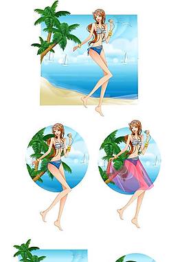 海滨度假的美女