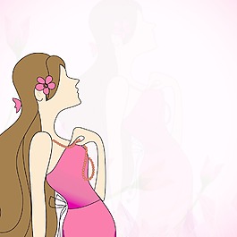 对花装饰的一个年轻女孩的插图背景