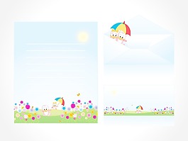 随着孩子的背景和信封信纸