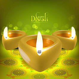 矢量排灯节的油灯