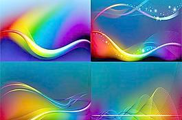 丰富多彩的动态流动的线条背景矢量素材