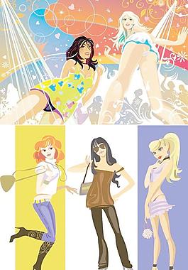 时尚女孩矢量素材