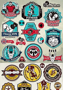 复古运动标签矢量素材