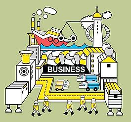 创意机器人工厂矢量素材