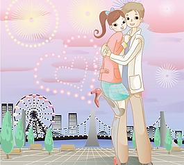 2韩国风格的情人节的卡通插画矢量素材