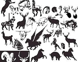 创造性的野生动物剪影矢量素材