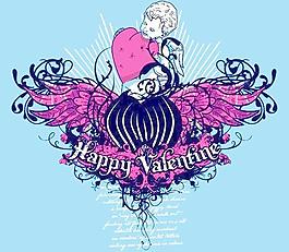 2欧洲古典情人节心形插画矢量素材