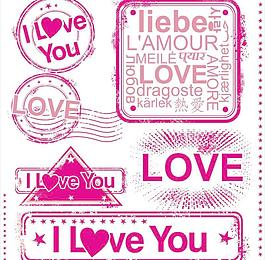 有创意的情人节邮票矢量素材