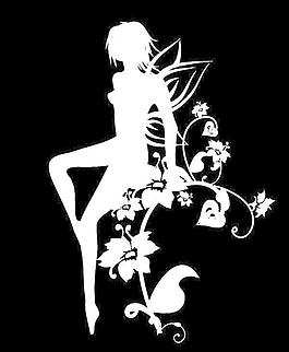 花的美丽的精灵剪影矢量素材