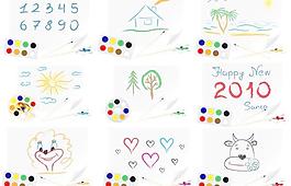 卡通风格的可爱的儿童画矢量素材