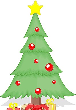 卡通圣诞树矢量插图