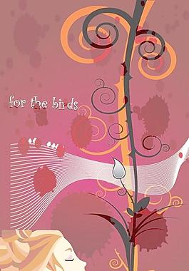 用化妆设计背景矢量素材的女孩