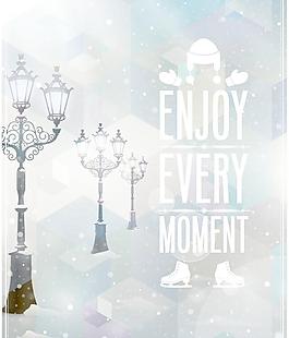 精致的冬季路灯插画矢量素材