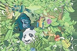 绿色的丛林动物矢量素材