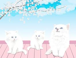 调皮可爱的白色的猫在屋顶上矢量素材