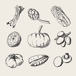 素描蔬菜