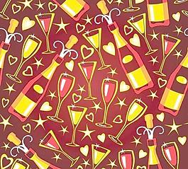 一个耀眼的酒瓶和玻璃杯的背景矢量素材