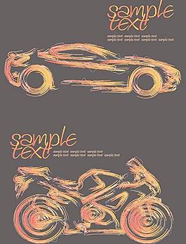 生动的笔触汽车矢量素材