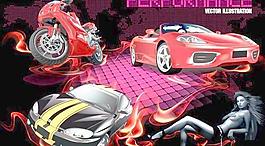 逼真的漂亮的汽车和摩托车矢量素材