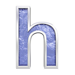 一个小写字母的字符集的蓝色玻璃铸造