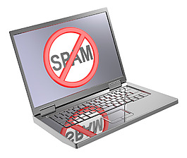 在笔记本电脑的屏幕没有垃圾邮件的标志