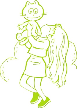 举起猫咪的小女孩