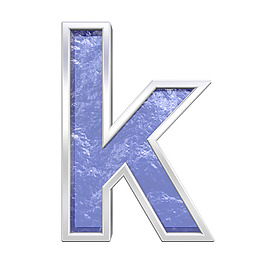 一个小写字母的字符集的蓝色玻璃铸造