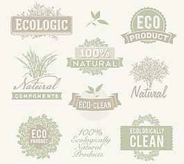 复古风格的标签矢量素材02自然元素