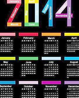 2014彩色挂历矢量素材