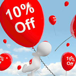 用10显示百分之十的折扣的气球