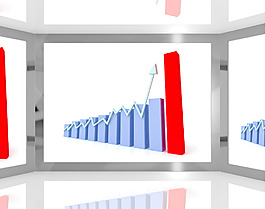 箭头在屏幕上显示业务进展