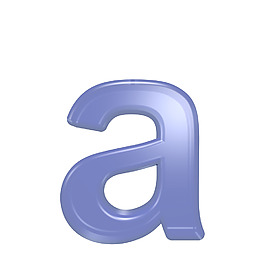 一个小写字母的字符集的蓝色玻璃