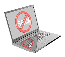 在笔记本电脑的屏幕没有垃圾邮件的标志