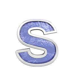 一个小写字母的字符集的蓝色玻璃铸造