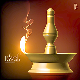 矢量排灯节的油灯