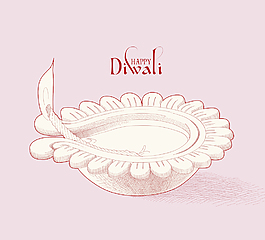 矢量排灯节的油灯