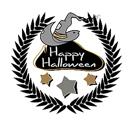 万圣节女巫帽子的旗帜