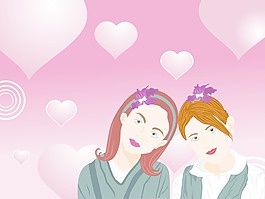 美丽的插图两女friend_1